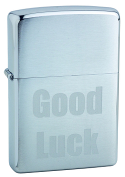 Зажигалка ZIPPO Classic Brushed Chrome™ с надписью "Good Luck" ZP-200 Good Luck