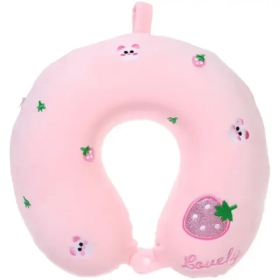 Подушка дорожная «TRIP - Vita», Клубника, мемори-эффект, цвет розовый