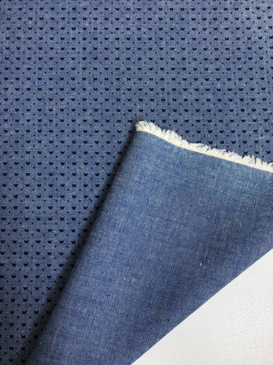 Коттон сорочка принт бабочка, джинсовый/синий NB#67