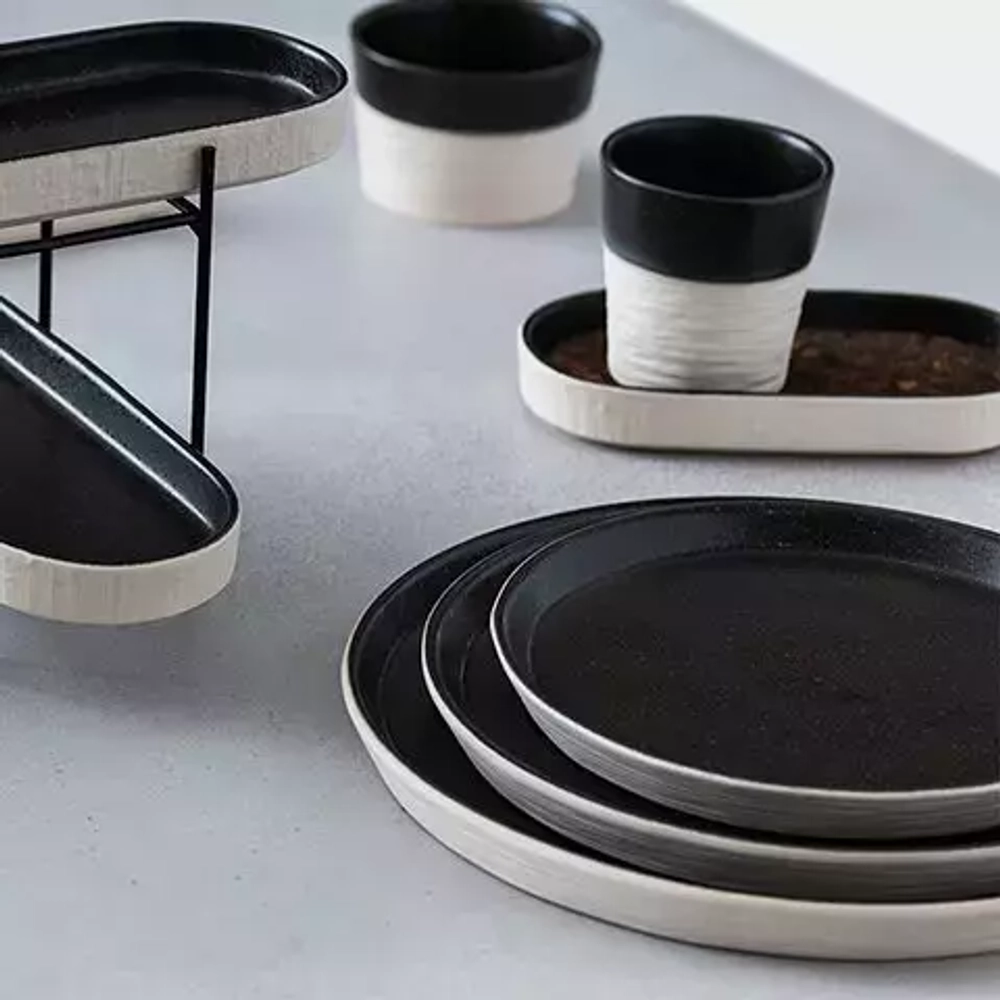 Набор чаша и тарелка Costa Nova Notos черно-белый