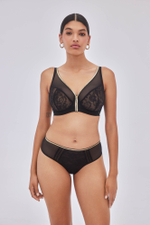 Бюстгальтер-бралетт Chiara с золотистой отделкой (Размер: 65E) (Цвет: черный)