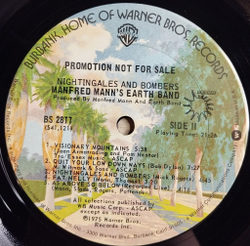 Винтажная виниловая пластинка LP Manfred Mann Earth Band Nightingales and Bombers (USA 1975) (Promo)