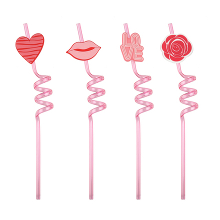 Трубочки для коктейлей пластиковые «Романтика» ассорти, 4 шт