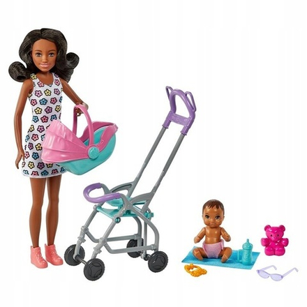 Игровой набор Barbie Skipper HHB68 Комплект с куклой и коляской Барби