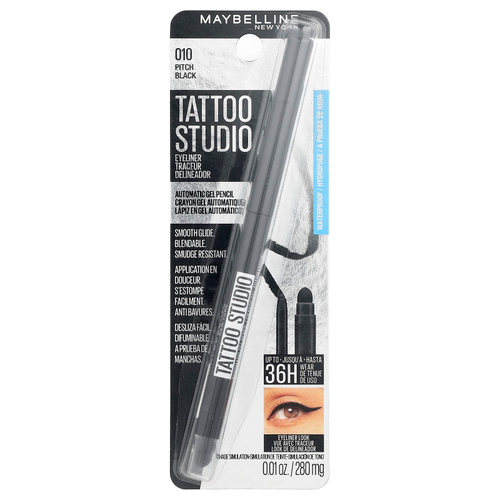 Maybelline, Nail Studio, автоматическая гелевая подводка для глаз, оттенок 010 какао-черный, 280 мг (0,01 унции)