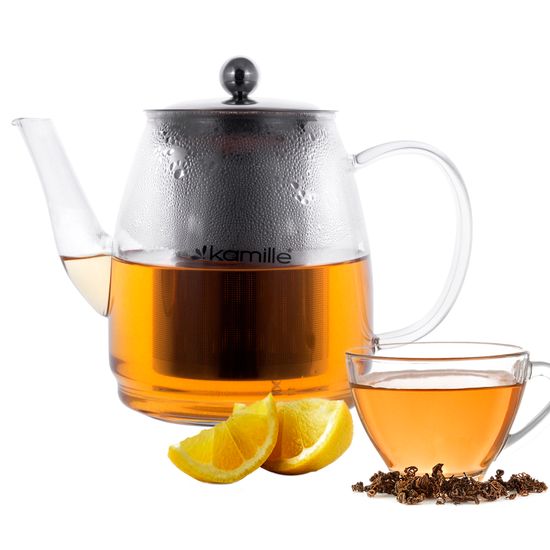 Заварочный чайник 900 мл. Kamille KM-1604 (стекло, нержавеющая сталь)