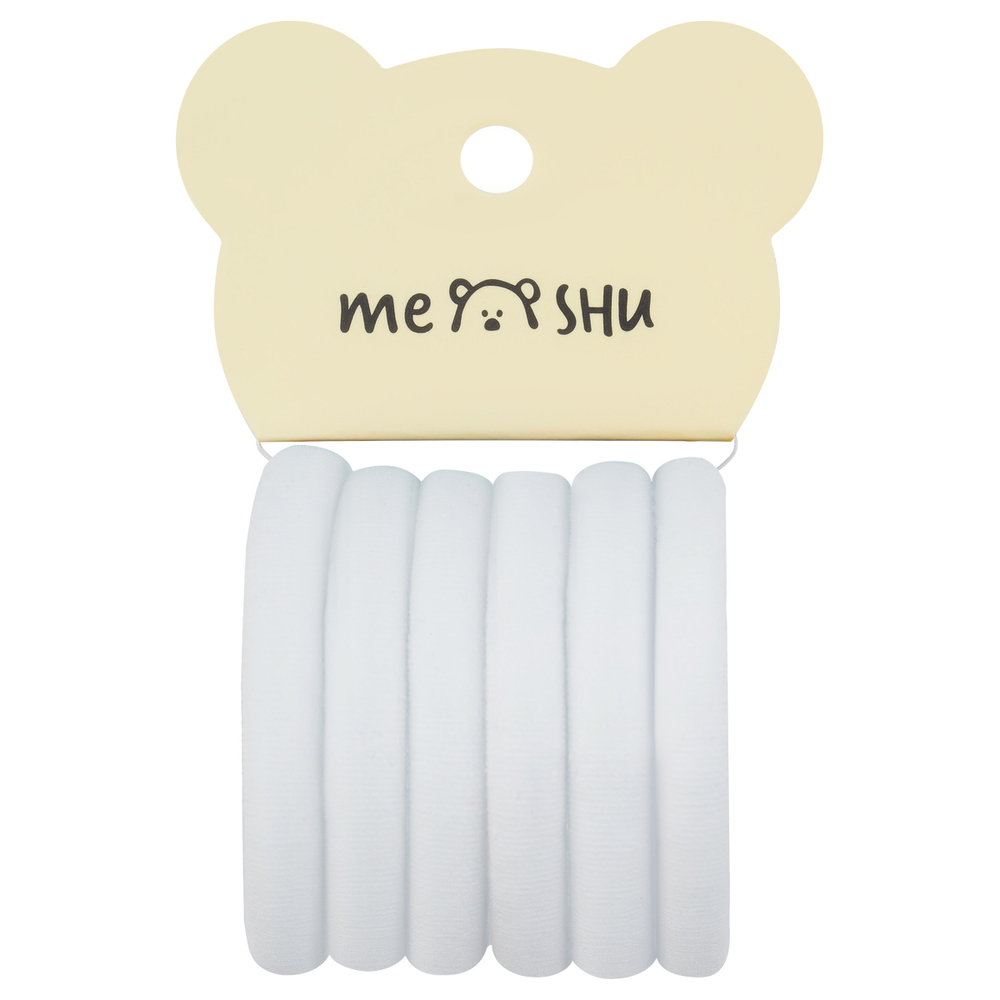 Резинки для волос MESHU "Essence thin", белые, 6шт., диаметр 4см, европодвес MS_60542