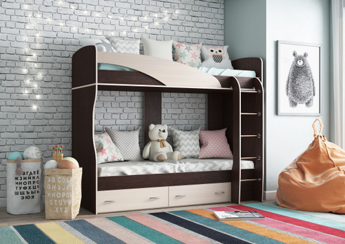 МИЙА Кровать 2-х ярусная (исп.А) (сп.мес. 0,8 х 2,0 м.) Венге