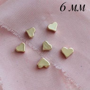 УЦЕНКА!!! Разделители в форме сердца 6-7 мм, позолота 2 штук У056