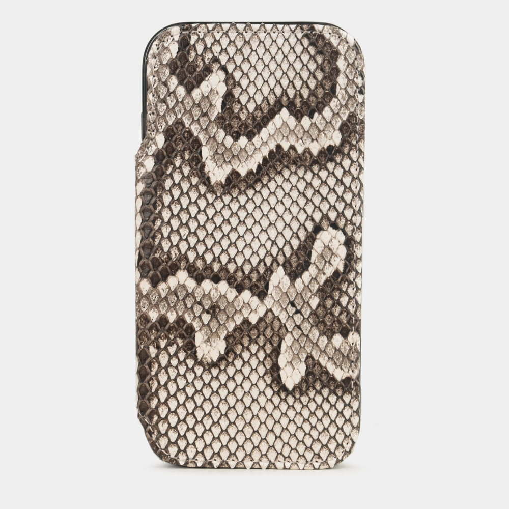 Чехол-книжка кожаная для iPhone 17 Pro Max, питон натурального цвета