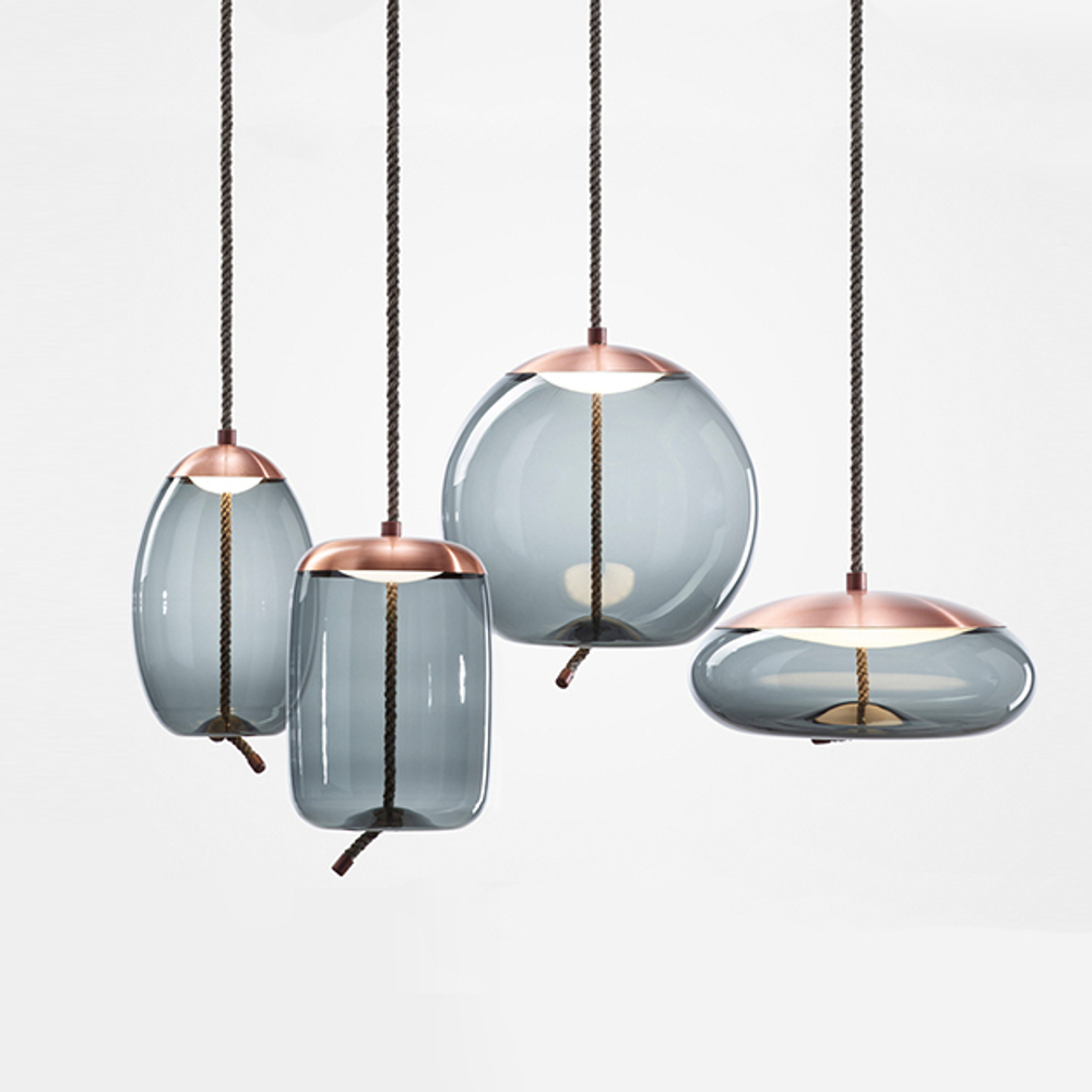 Pendant design lamp  Knot Uovo by Brokis (Blue)