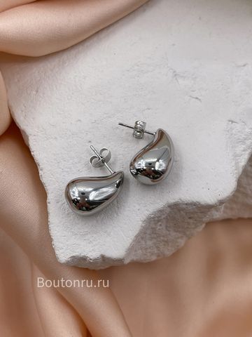 Серьги капли серебристые в стиле БоттегаВ.