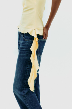 ZARA ТОП С ВОЛАНАМИ, ЖЕЛТЫЙ