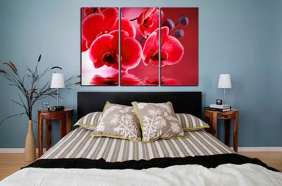 Модульная картина "Красные орхидеи"