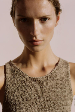 ZARA ТОП КРУПНОЙ ВЯЗКИ, ТЕМНЫЙ РЫЖЕВАТО-КОРИЧНЕВЫЙ