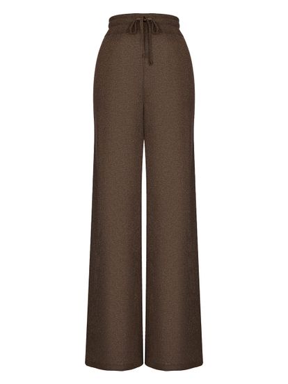 Женские брюки коричневого цвета из вискозы - фото 1