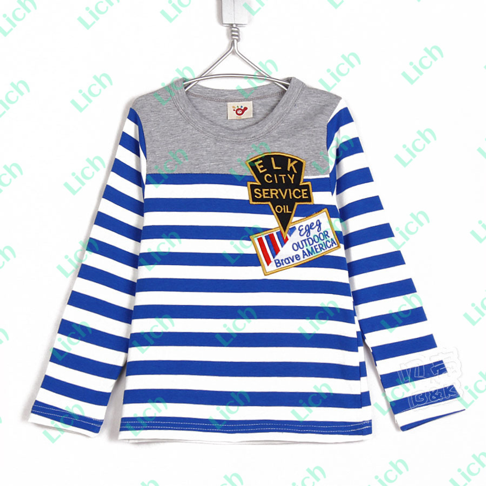 Лонгслив в полоску с контрастными вставками и аппликациями