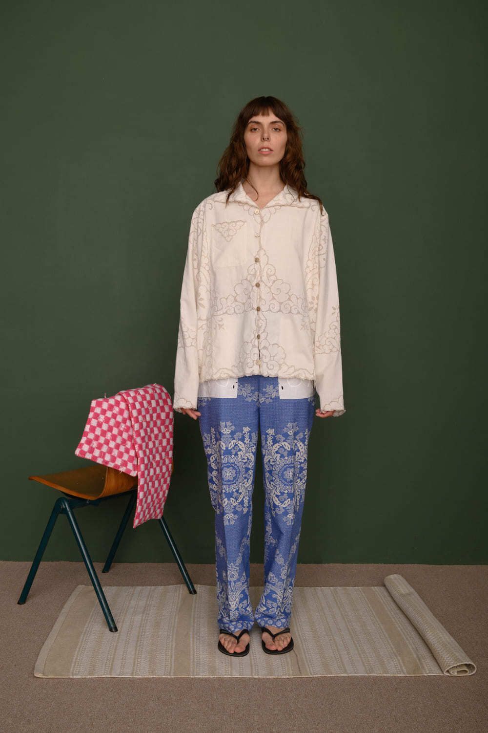 Рубашка Soeurs Украшенная Ажурным Орнаментом / Garniture Long Sleeve бежевая