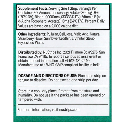 NuStrips, Beauty In A Strip™, сладкая клубника, 30 полосок