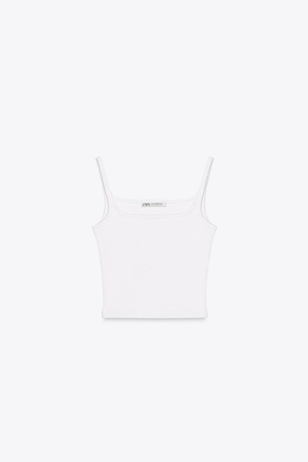 ZARA УКОРОЧЕННЫЙ ТОП В РУБЧИК, БЕЛЫЙ