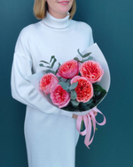 Роза розовая пионовидная с эвкалиптом(00479)