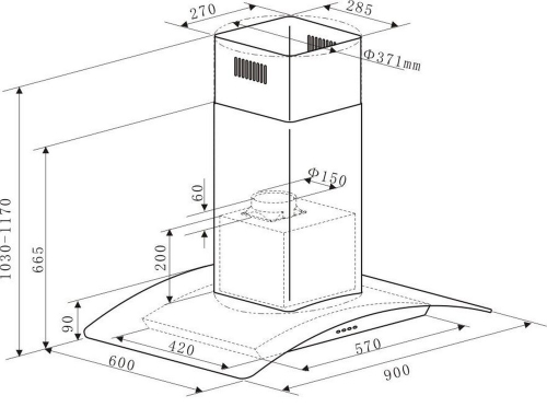 Кухонная вытяжка MAUNFELD Ancona PlusA Glass Isla 90