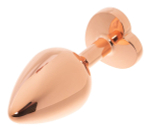 Золотистая анальная пробка OYO с черным кристаллом-сердцем - 7,3 см.