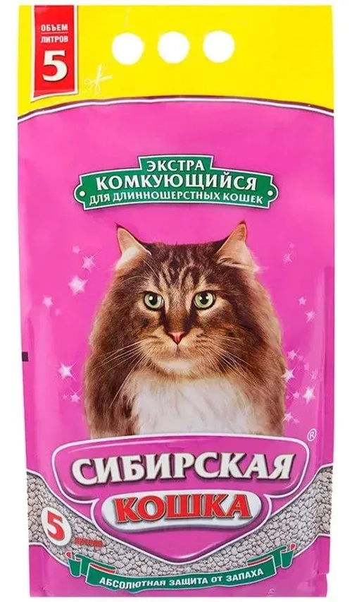 Сибирская кошка Наполнитель комкующийся Экстра для длинношерстных кошек, 5 л