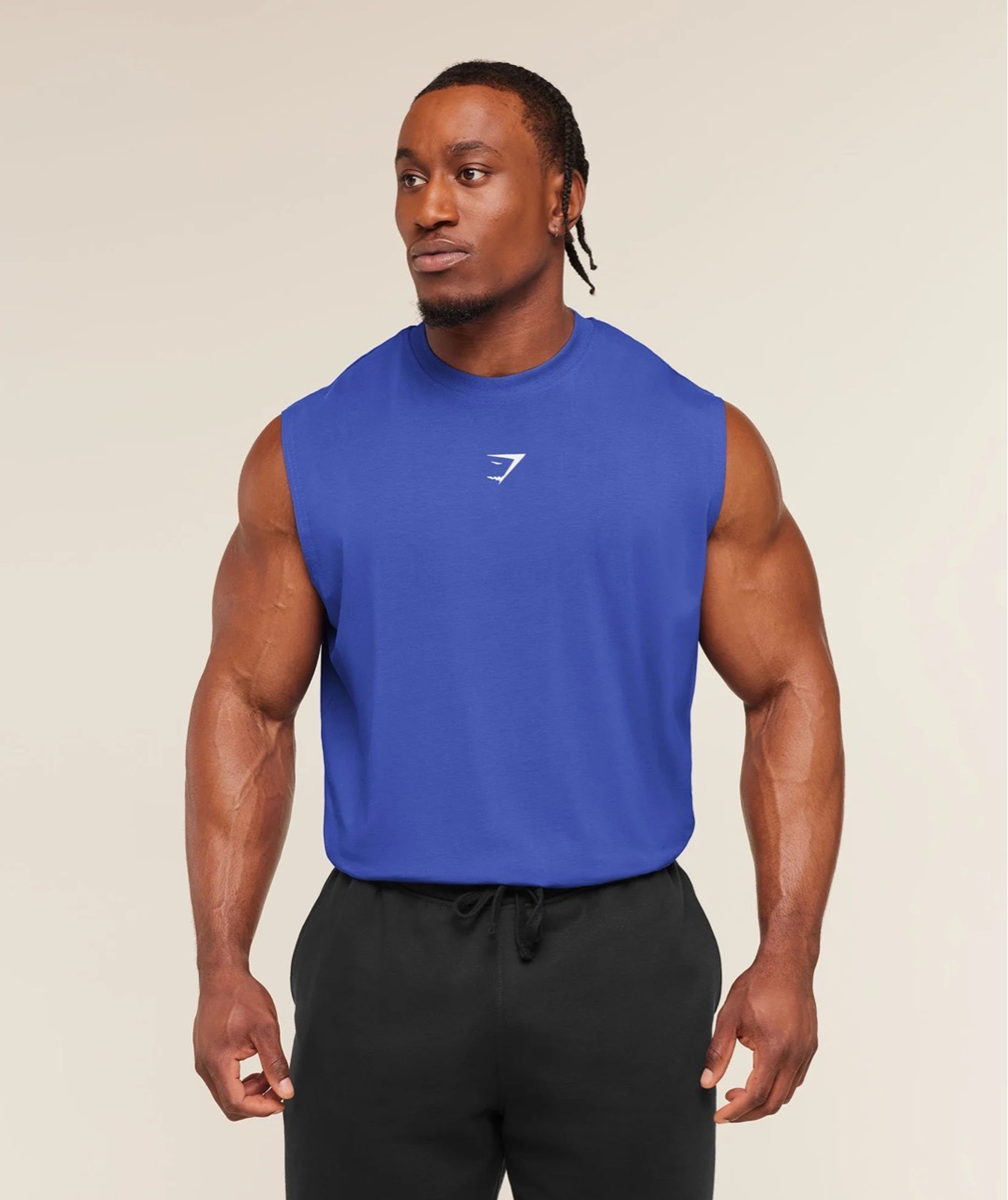 Майка GYMSHARK Power Cut Off Tank Blue