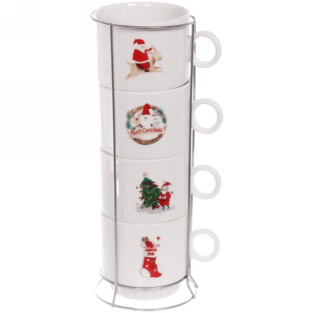 Набор кружек на стойке 280мл «Новогодний микс»