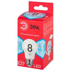 Лампочка светодиодная ЭРА RED LINE LED A55-8W-840-E27 R Е27 / E27 8Вт груша нейтральный белый свет