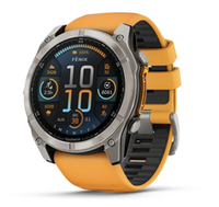 Смарт-часы Garmin Fenix 8 - 51 мм, AMOLED, Sapphire, серый корпус, оранжевый силиконовый ремешок