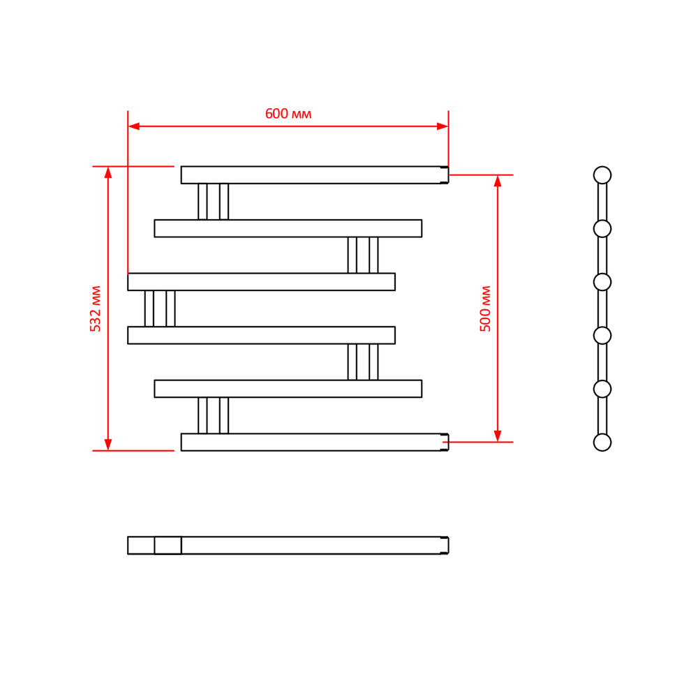 Полотенцесушитель MIXLINE FORTUNE  80х40 (таймер, 372 Вт, 8 перекладин) электрический БЕЛЫЙ