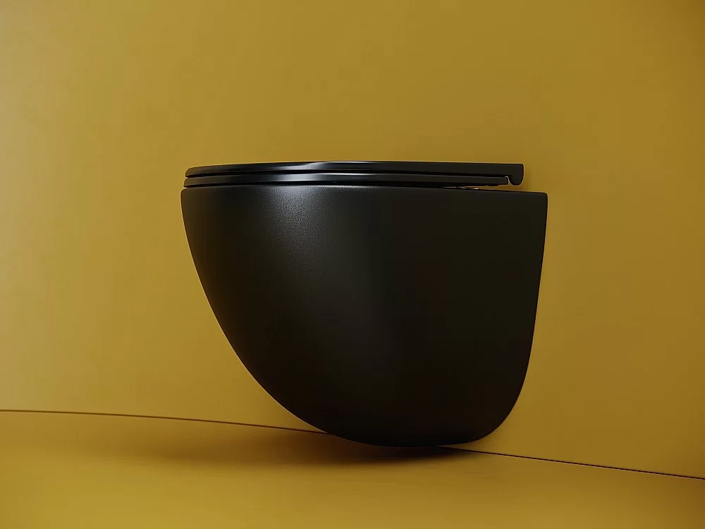 Унитаз подвесной Ceramica Nova Vogue CN4008TMB черный матовый, с крышкой микролифт, безободковый, слив-торнадо