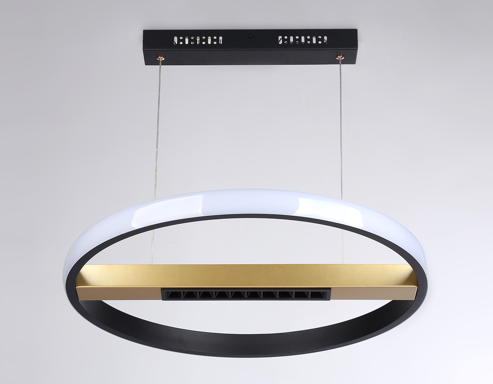 Подвесной светодиодный светильник с пультом управления FL51489 BK/GD черный/золото 62W 3000K-6400K D600*1000 (ПДУ ИК)
