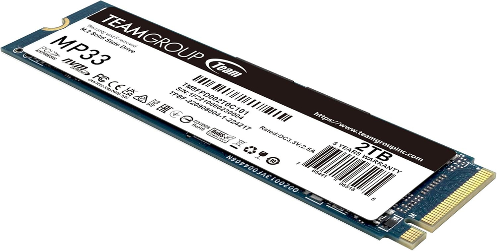 Твердотельный накопитель 2000GB SSD TeamGroup MP33 PRO M.2 NVMe R3500Mb/s W3000MB/s TM8FPD002T0C101