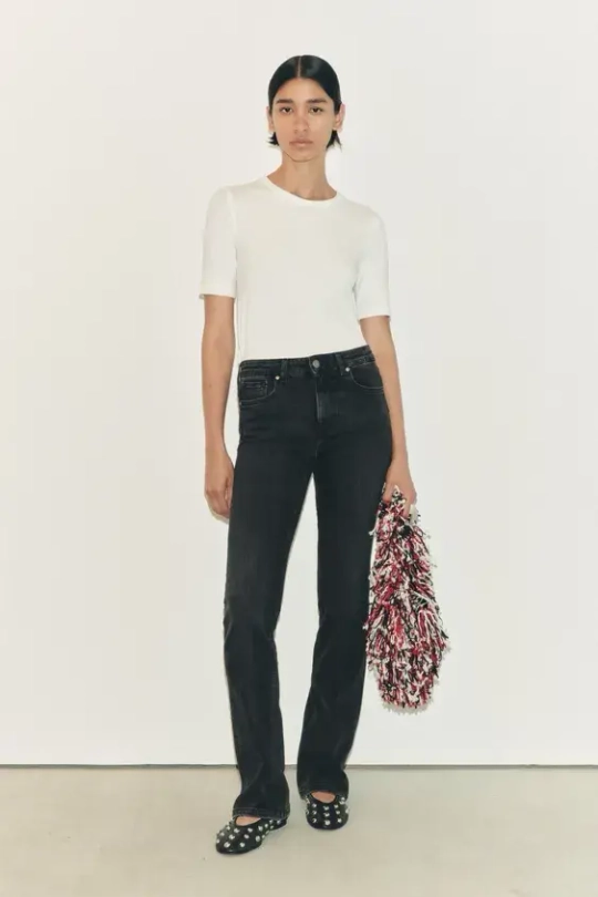 ZARA ДЖИНСЫ BOOTCUT CONTOUR СО СРЕДНЕЙ ПОСАДКОЙ — ZW COLLECTION, ЧЕРНЫЙ