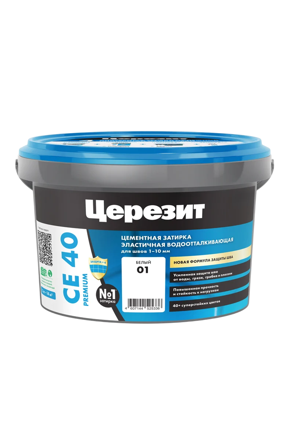 Затирка эластичная водоотталкивающая для швов СЕ 40 PREMIUM белая 01  2кг