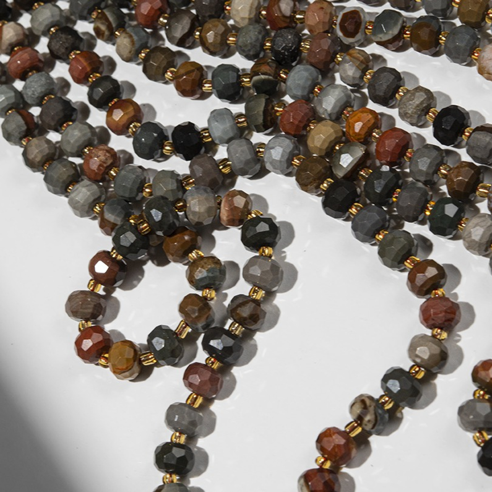 Океаническая яшма натуральная, рондели, микроогранка 8*6мм