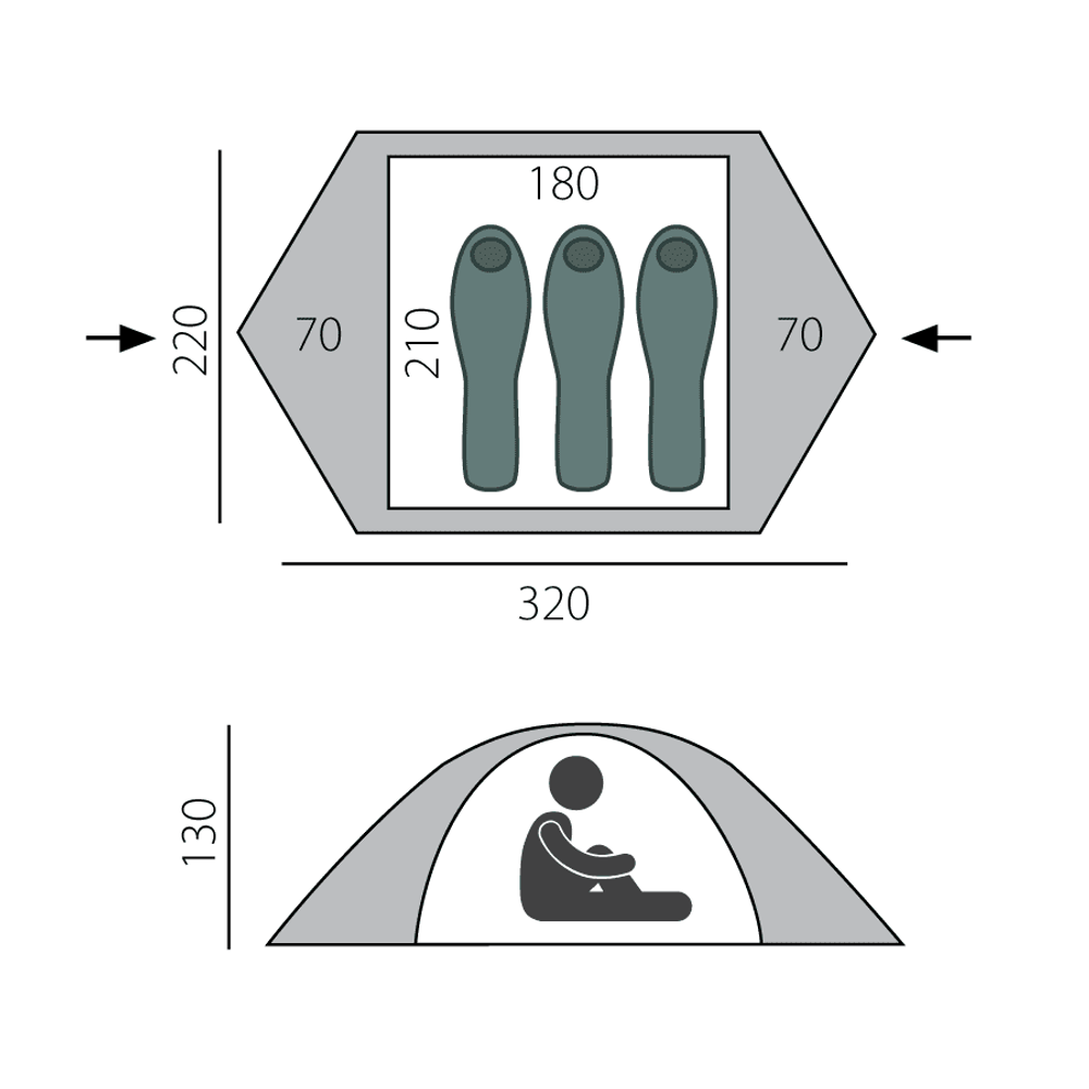 Палатка BTrace Point 3, артикул T0505, цвет Зеленый/Бежевый