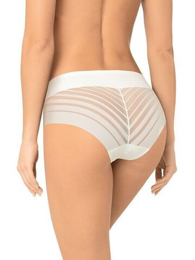 Высокие трусики-слипы с полупрозрачной задней частью в полоску (Размер: XL) (Цвет: бежевый)