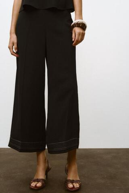 ZARA БРЮКИ-КЮЛОТЫ С ПЛИССИРОВАННЫМ НИЗОМ, ЧЕРНЫЙ