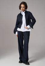 Рубашка-жакет укороченная синяя