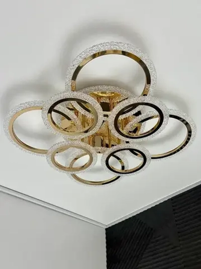 Люстра потолочная светодиодная с пультом, золотая, светильник