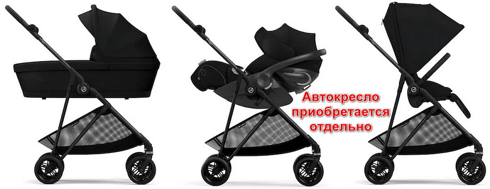 Коляска Cybex Melio Carbon 2 в 1 Magic Black с дождевиками