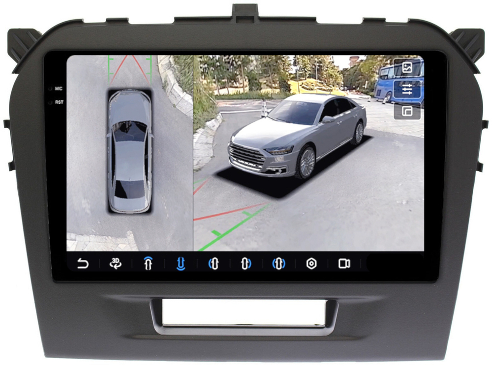 Магнитола для Suzuki Vitara 2015+ - FarCar BX212/571M-360 монитор 9.5" 2K QLED на Android 13, 6Гб+128Гб, CarPlay, 4G SIM-слот, 4 камеры в комплекте