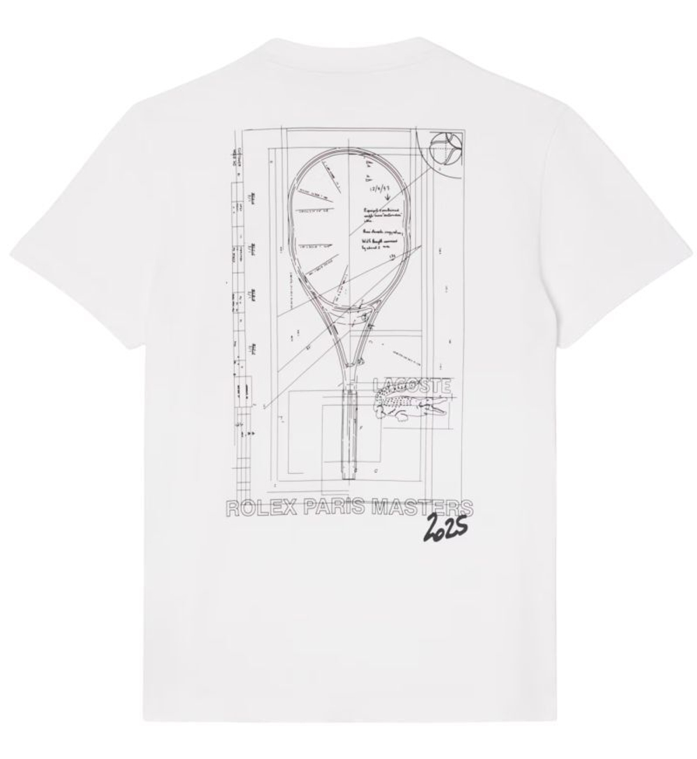 Мужская теннисная футболка Lacoste Unisex Rolex Paris Masters Edition Printed - white