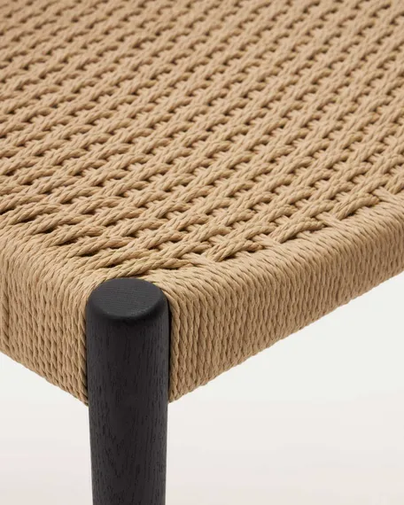 Стул Analy из массива дуба с черной отделкой и сиденьем из 100% веревки