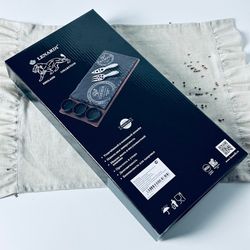 Lenardi 232-025 Сервировочная доска/блюдо для сыра с приборами 5пр. BLACKWOOD в под.уп.(х8)Фарфор