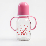 4477642 Бутылочка для кормления 150 мл.,стекло, с ручками, цвет МИКС